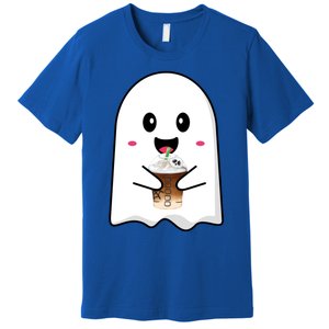 Spooky Season Cute Little Ghost Ice Coffee Halloween Tees Gift Premium T-Shirt