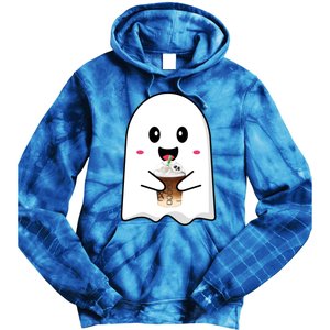 Spooky Season Cute Little Ghost Ice Coffee Halloween Tees Gift Tie Dye Hoodie