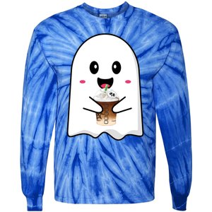 Spooky Season Cute Little Ghost Ice Coffee Halloween Tees Gift Tie-Dye Long Sleeve Shirt