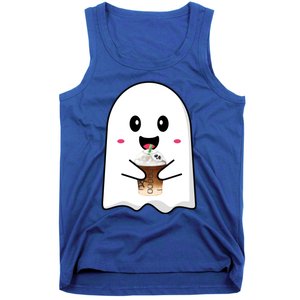 Spooky Season Cute Little Ghost Ice Coffee Halloween Tees Gift Tank Top