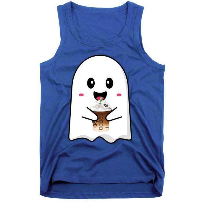 Spooky Season Cute Little Ghost Ice Coffee Halloween Tees Gift Tank Top