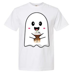 Spooky Season Cute Little Ghost Ice Coffee Halloween Tees Gift Garment-Dyed Heavyweight T-Shirt