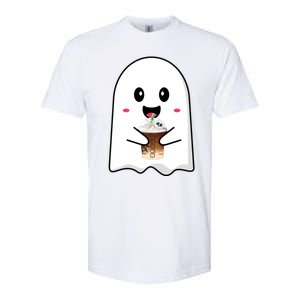 Spooky Season Cute Little Ghost Ice Coffee Halloween Tees Gift Softstyle CVC T-Shirt