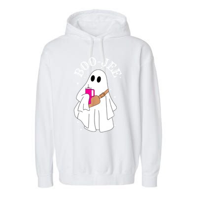 Spooky Season Cute Ghost Halloween Costume Boujee Boojee Gift Garment-Dyed Fleece Hoodie