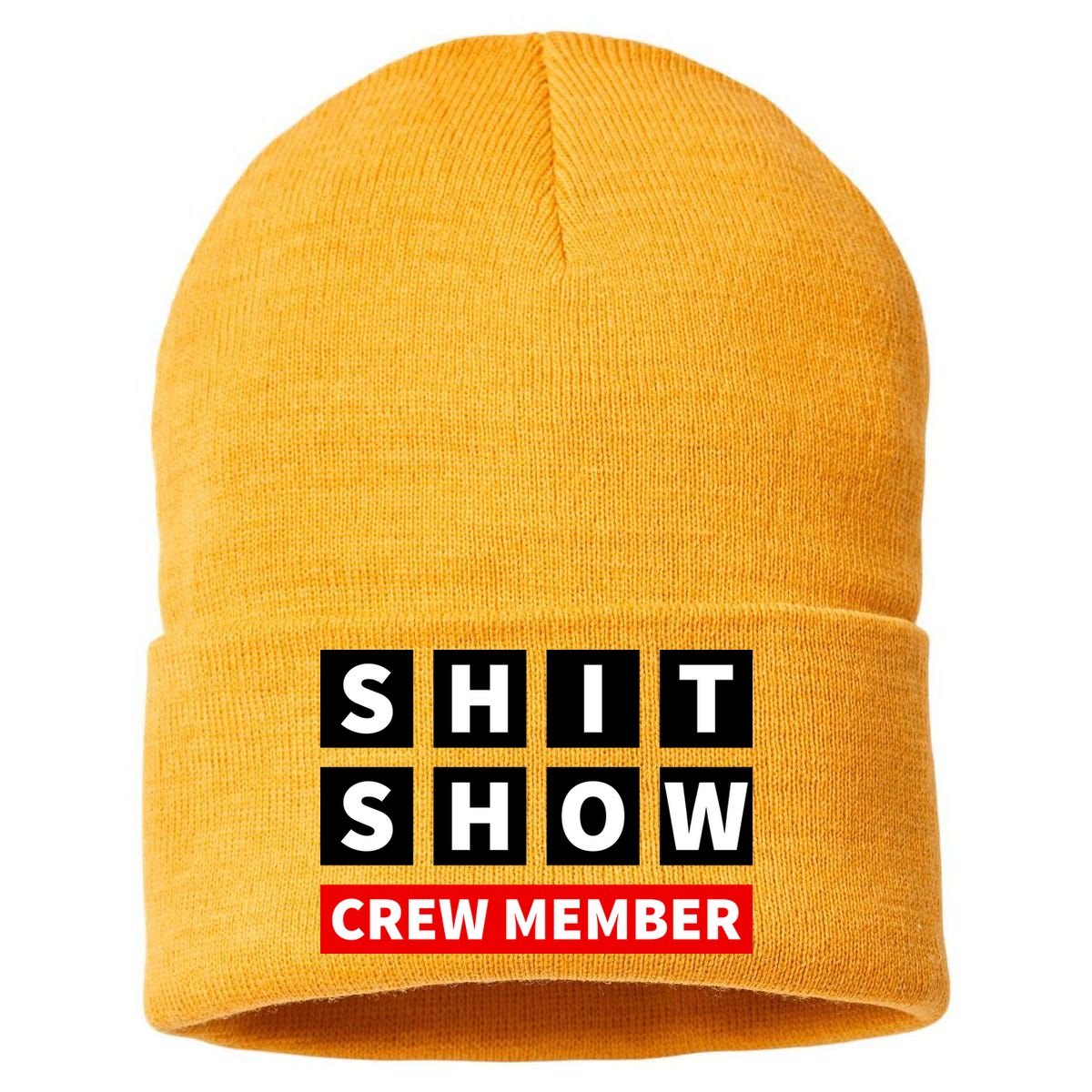 Shit Show Crew Member Funny Sarcastic Adult Saying Novelty Sustainable Knit Beanie