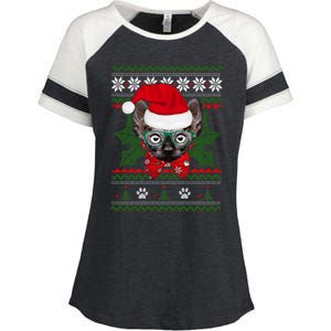 Santa Sphynx Cat Holiday Funny Ugly Christmas Xmas Gift Enza Ladies Jersey Colorblock Tee