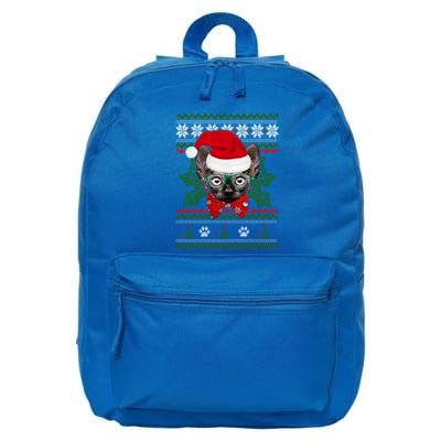 Santa Sphynx Cat Holiday Funny Ugly Christmas Xmas Gift 16 in Basic Backpack