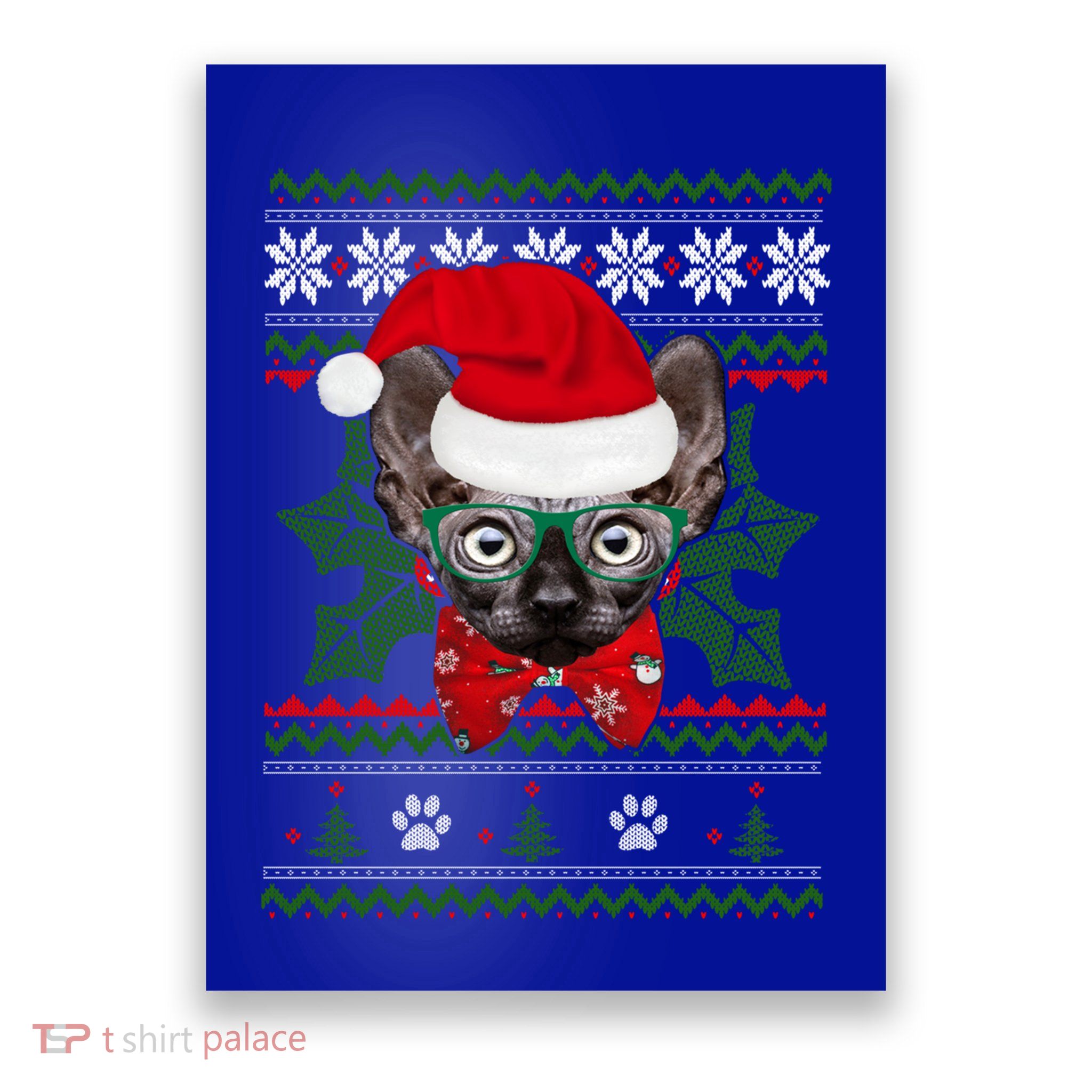 Santa Sphynx Cat Holiday Funny Ugly Christmas Xmas Gift Poster