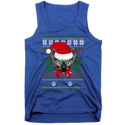 Santa Sphynx Cat Holiday Funny Ugly Christmas Xmas Gift Tank Top