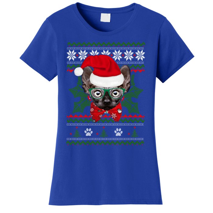 Santa Sphynx Cat Holiday Funny Ugly Christmas Xmas Gift Women's T-Shirt