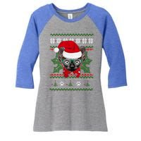 Santa Sphynx Cat Holiday Funny Ugly Christmas Xmas Gift Women's Tri-Blend 3/4-Sleeve Raglan Shirt