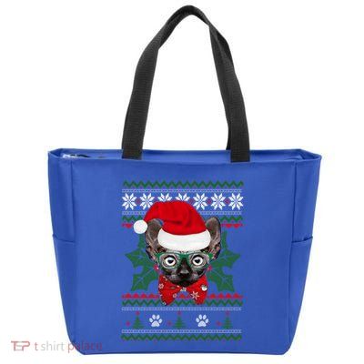 Santa Sphynx Cat Holiday Funny Ugly Christmas Xmas Gift Zip Tote Bag