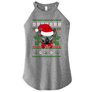 Santa Sphynx Cat Holiday Funny Ugly Christmas Xmas Gift Women's Perfect Tri Rocker Tank