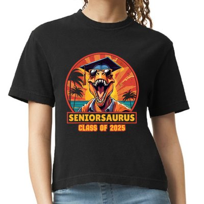 Seniorsaurus Senior Class Of 2025 Funny Dinosaur Graduation  Comfort Colors Boxy T-Shirt