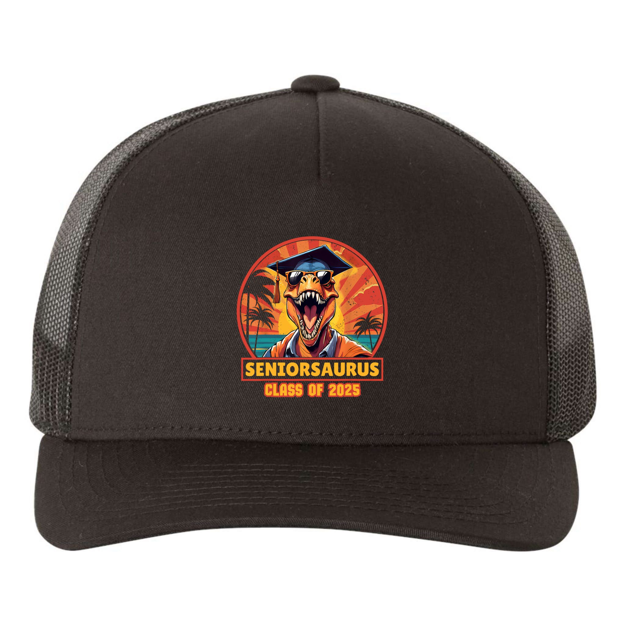 Seniorsaurus Senior Class Of 2025 Funny Dinosaur Graduation  Yupoong Adult 5-Panel Trucker Hat