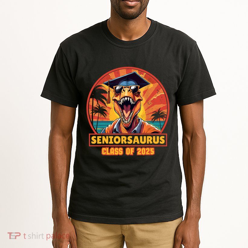 Seniorsaurus Senior Class Of 2025 Funny Dinosaur Graduation  Tall T-Shirt