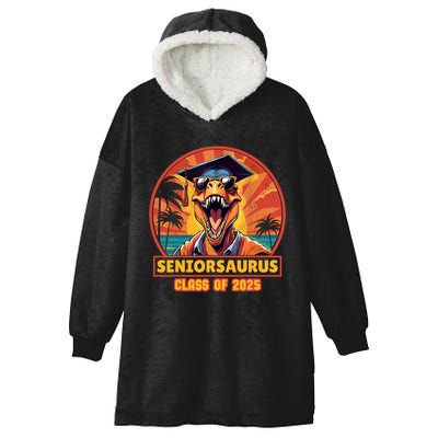 Seniorsaurus Senior Class Of 2025 Funny Dinosaur Graduation  Hooded Wearable Blanket