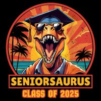 Seniorsaurus Senior Class Of 2025 Funny Dinosaur Graduation  Flat Bill Trucker Hat