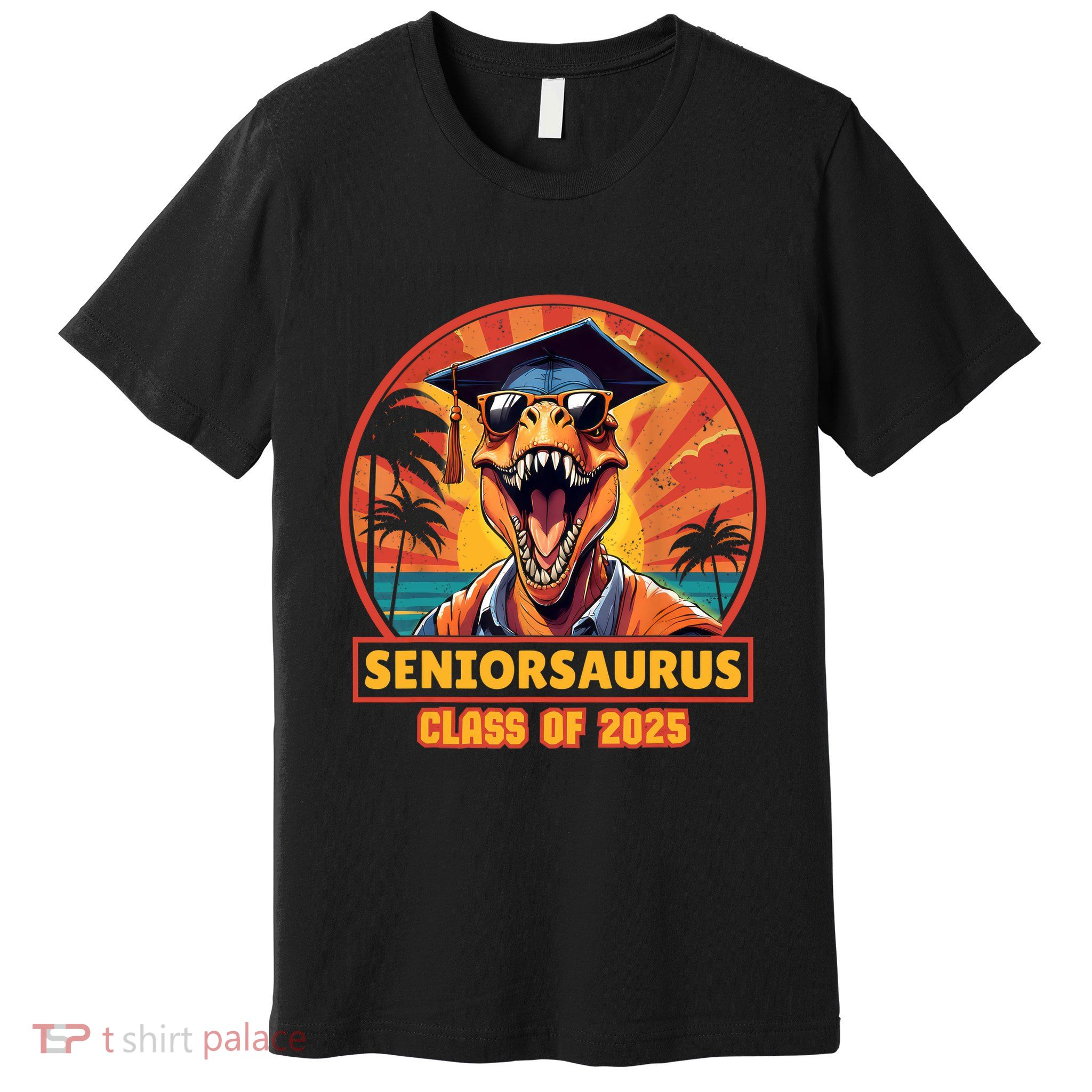 Seniorsaurus Senior Class Of 2025 Funny Dinosaur Graduation  Premium T-Shirt