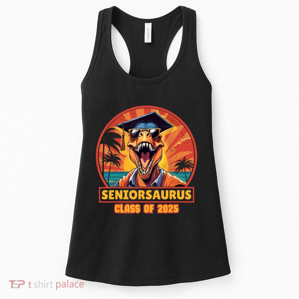 Seniorsaurus Senior Class Of 2025 Funny Dinosaur Graduation  Womens Tank Top