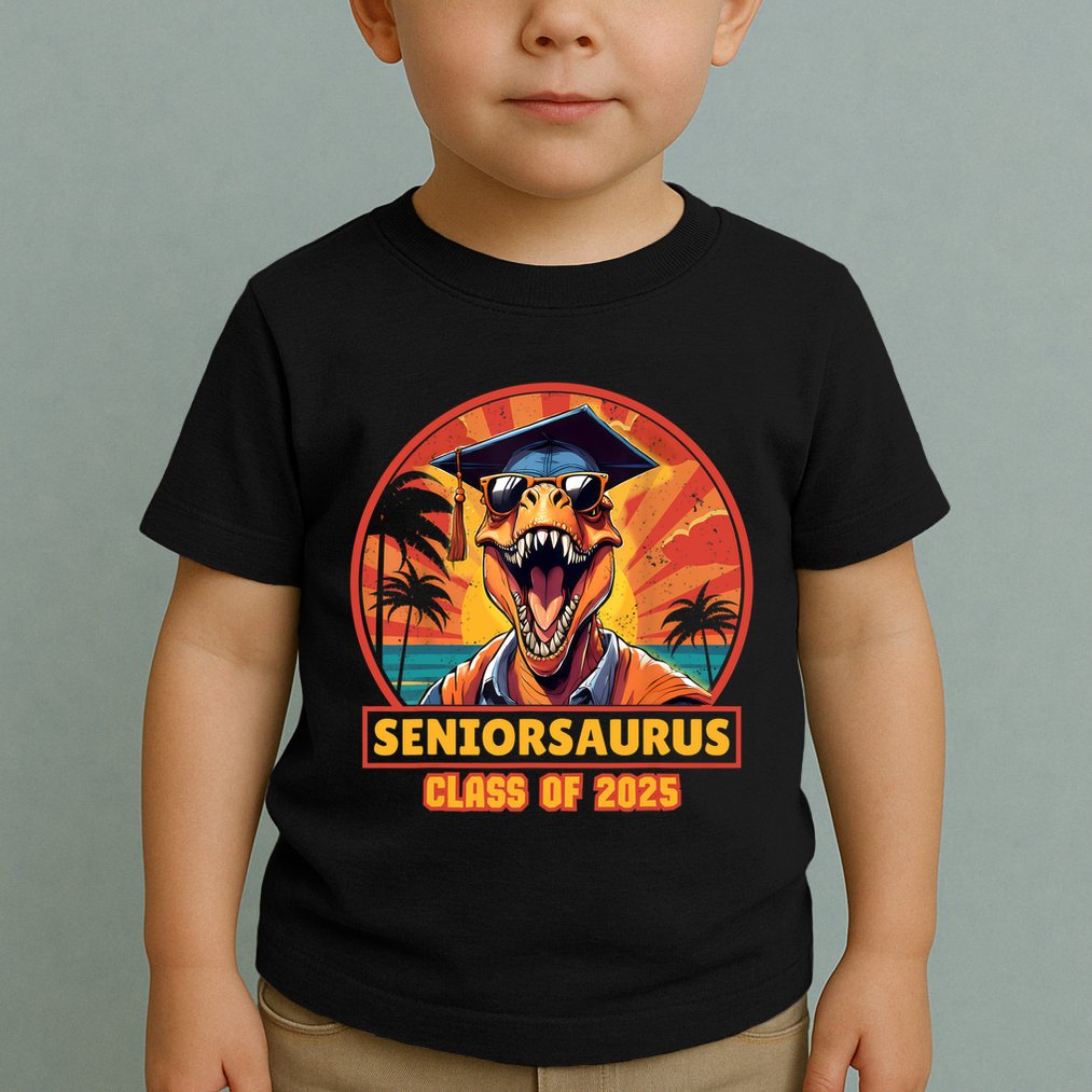 Seniorsaurus Senior Class Of 2025 Funny Dinosaur Graduation  Toddler T-Shirt