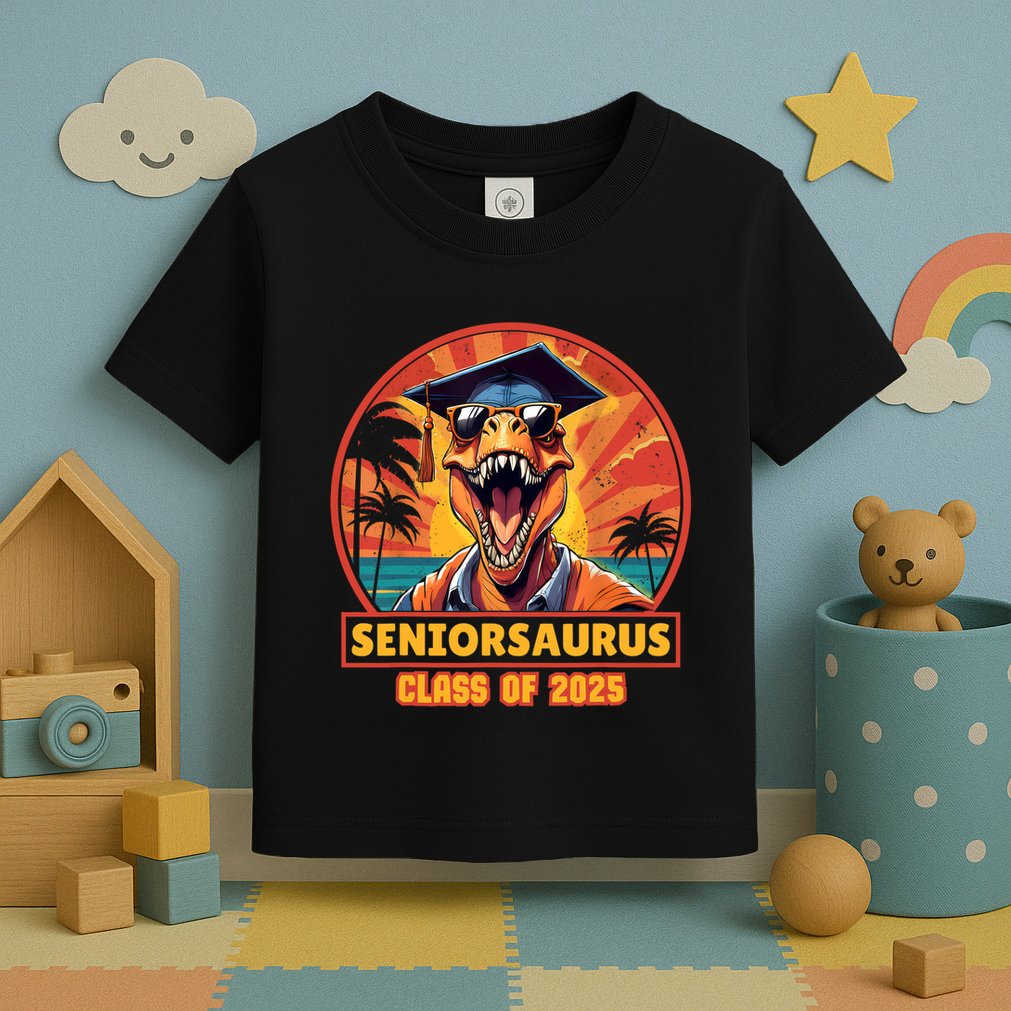 Seniorsaurus Senior Class Of 2025 Funny Dinosaur Graduation  Toddler T-Shirt