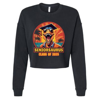 Seniorsaurus Senior Class Of 2025 Funny Dinosaur Graduation  Cropped Pullover Crew