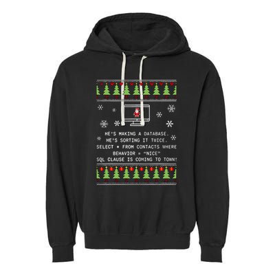 SQL Santa Claus Database Clause Developer Code DB Programmer  Garment-Dyed Fleece Hoodie