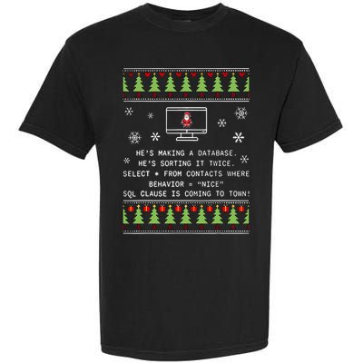 SQL Santa Claus Database Clause Developer Code DB Programmer  Garment-Dyed Heavyweight T-Shirt