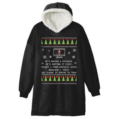 SQL Santa Claus Database Clause Developer Code DB Programmer  Hooded Wearable Blanket