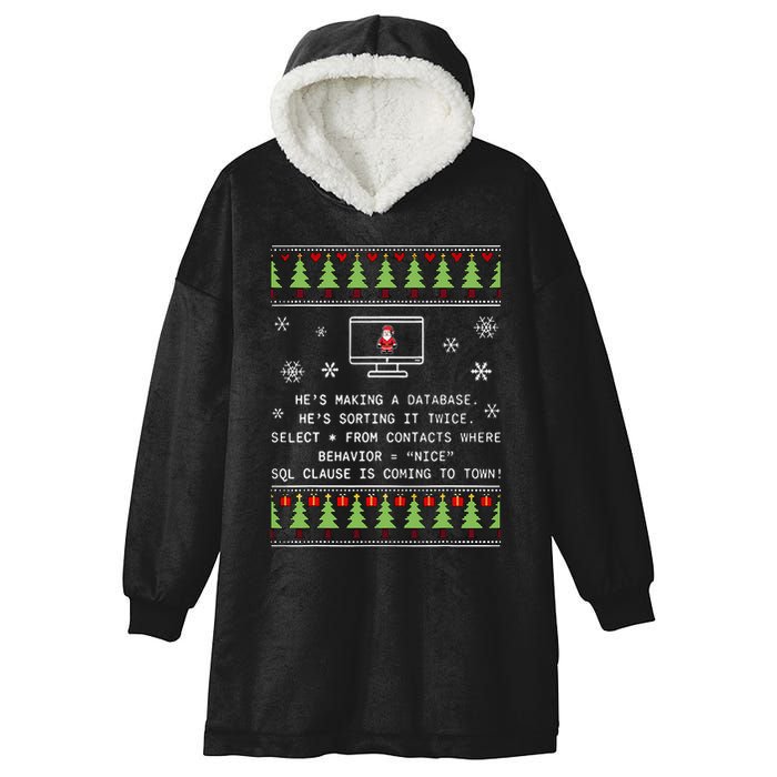 SQL Santa Claus Database Clause Developer Code DB Programmer  Hooded Wearable Blanket