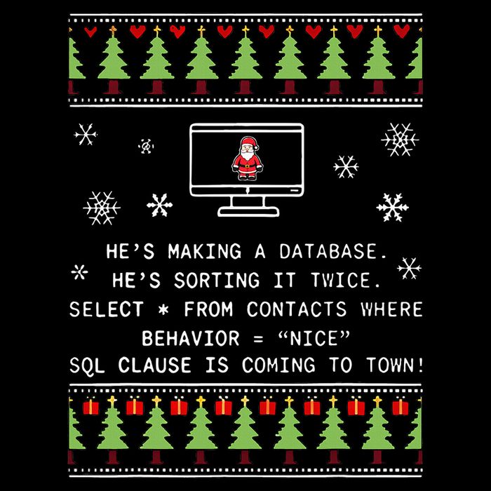 SQL Santa Claus Database Clause Developer Code DB Programmer  Flatbill Hat