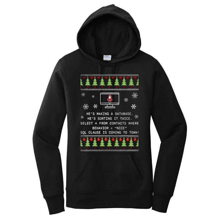 SQL Santa Claus Database Clause Developer Code DB Programmer  Women's Pullover Hoodie