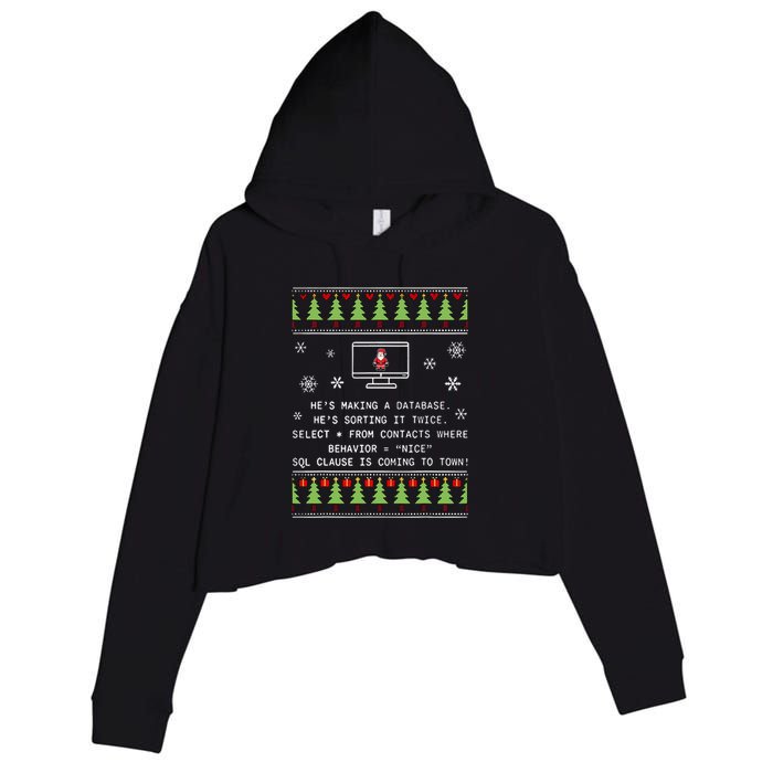 SQL Santa Claus Database Clause Developer Code DB Programmer  Crop Fleece Hoodie