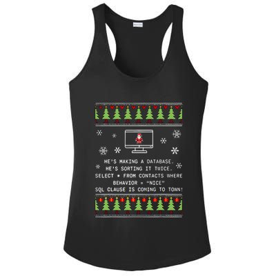 SQL Santa Claus Database Clause Developer Code DB Programmer  Ladies PosiCharge Competitor Racerback Tank