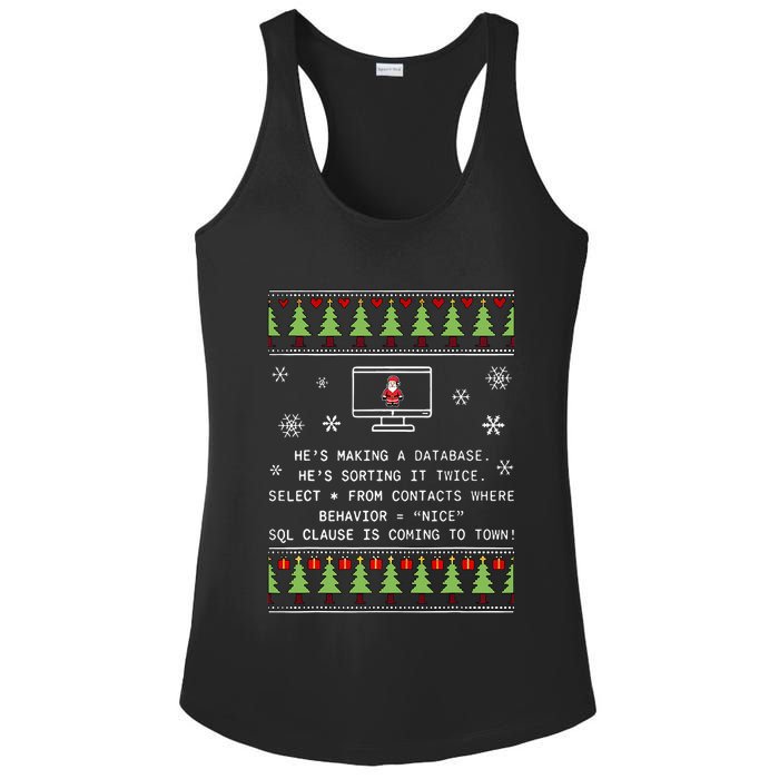 SQL Santa Claus Database Clause Developer Code DB Programmer  Ladies PosiCharge Competitor Racerback Tank