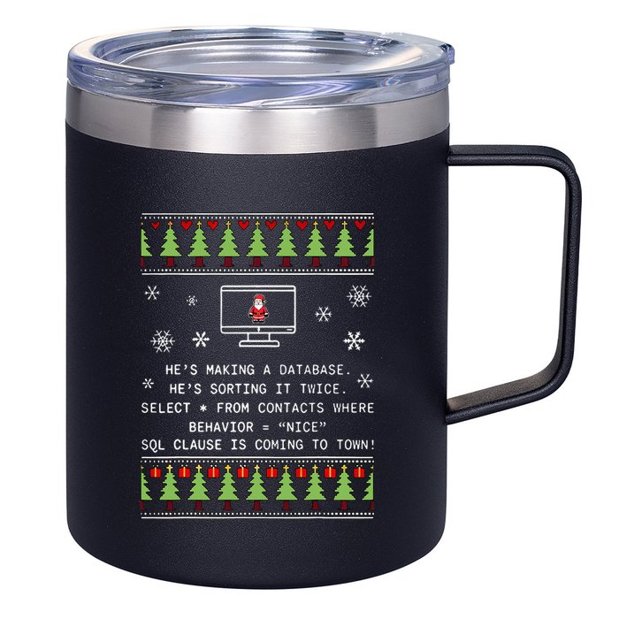SQL Santa Claus Database Clause Developer Code DB Programmer  12oz Stainless Steel Coffee Mug
