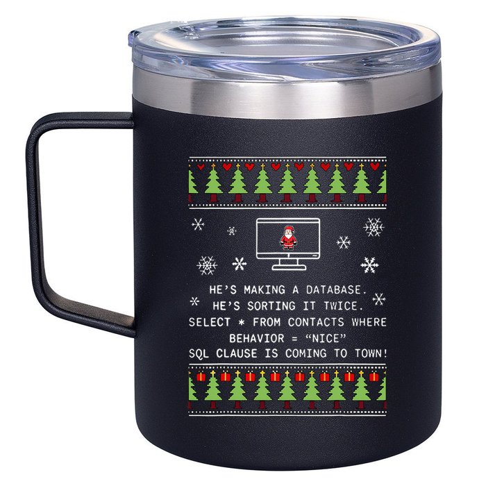 SQL Santa Claus Database Clause Developer Code DB Programmer  12oz Stainless Steel Coffee Mug