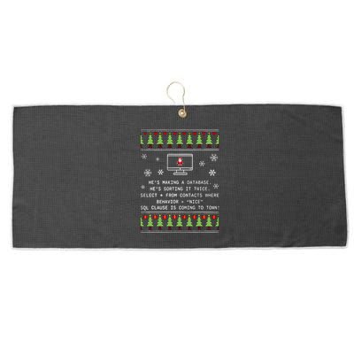 SQL Santa Claus Database Clause Developer Code DB Programmer  Large Microfiber Waffle Golf Towel