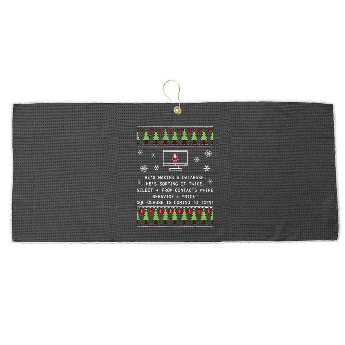 SQL Santa Claus Database Clause Developer Code DB Programmer  Large Microfiber Waffle Golf Towel