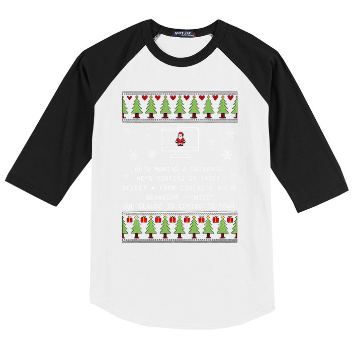 SQL Santa Claus Database Clause Developer Code DB Programmer  Baseball Sleeve Shirt