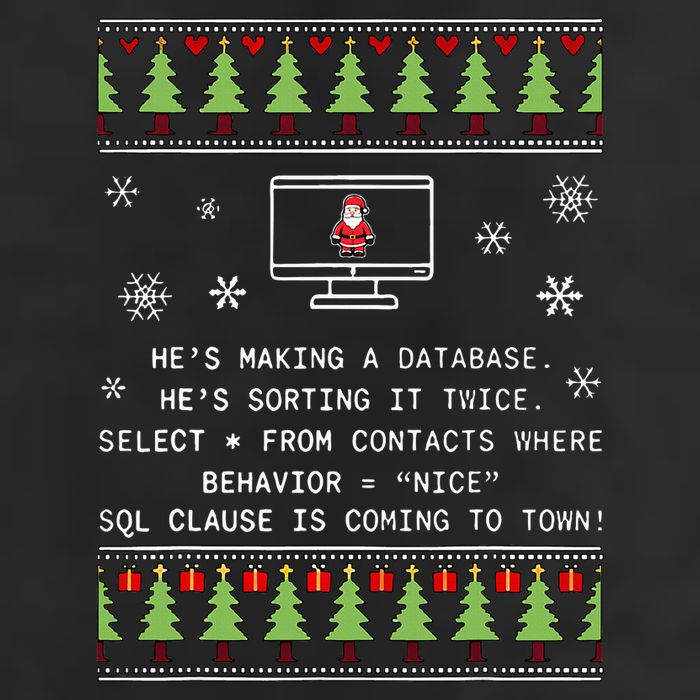 SQL Santa Claus Database Clause Developer Code DB Programmer  Golf Towel