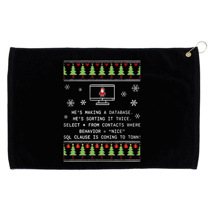 SQL Santa Claus Database Clause Developer Code DB Programmer  Grommeted Golf Towel
