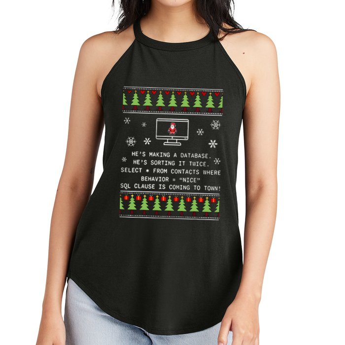 SQL Santa Claus Database Clause Developer Code DB Programmer  Women's Perfect Tri Rocker Tank