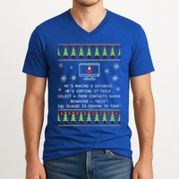 SQL Santa Claus Database Clause Developer Code DB Programmer  V-Neck T-Shirt