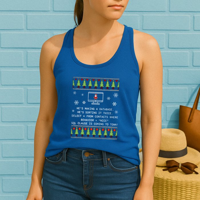 SQL Santa Claus Database Clause Developer Code DB Programmer  Womens Tank Top