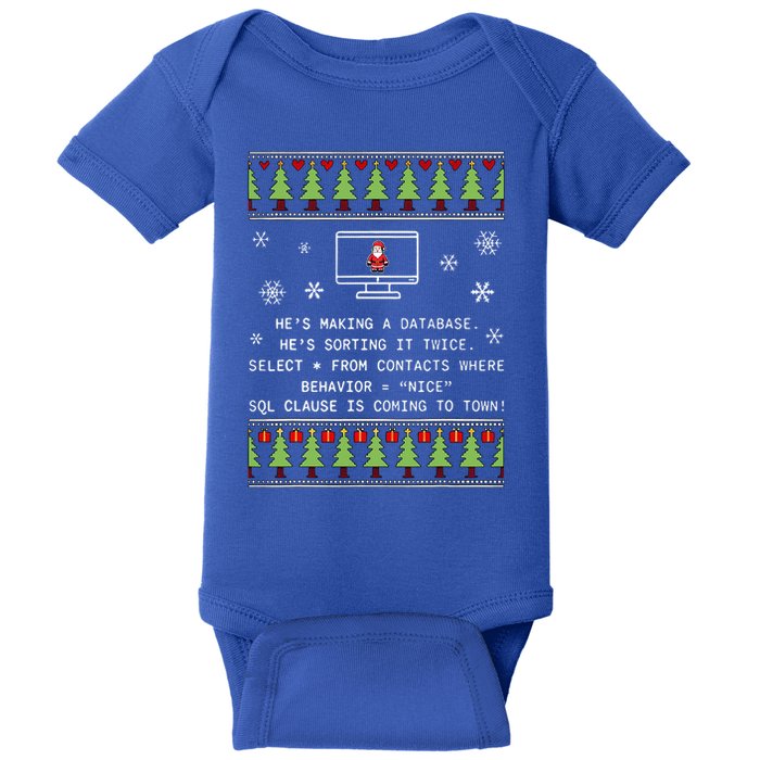 SQL Santa Claus Database Clause Developer Code DB Programmer  Baby Bodysuit