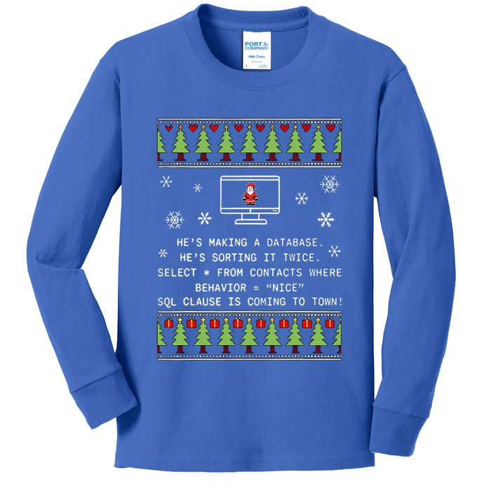 SQL Santa Claus Database Clause Developer Code DB Programmer  Kids Long Sleeve Shirt