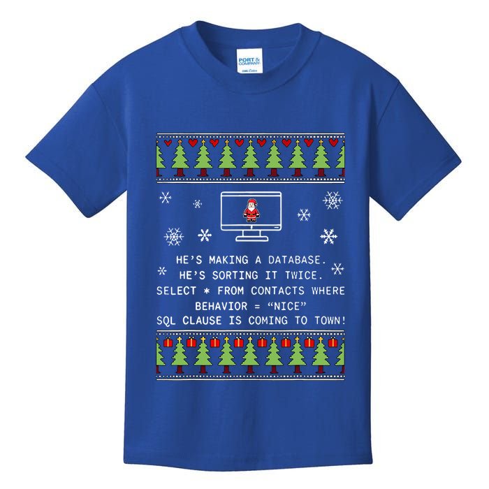 SQL Santa Claus Database Clause Developer Code DB Programmer  Kids T-Shirt