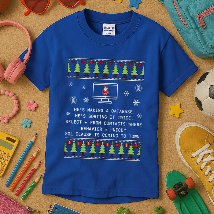 SQL Santa Claus Database Clause Developer Code DB Programmer  Kids T-Shirt